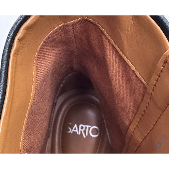 Franco Sarto Emina Black Leather Pointed Toe Wedge Ankle Boot Womens 7M New $190 - Picture 11 of 13